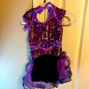 Purple and black sequence with built-in shorts.
